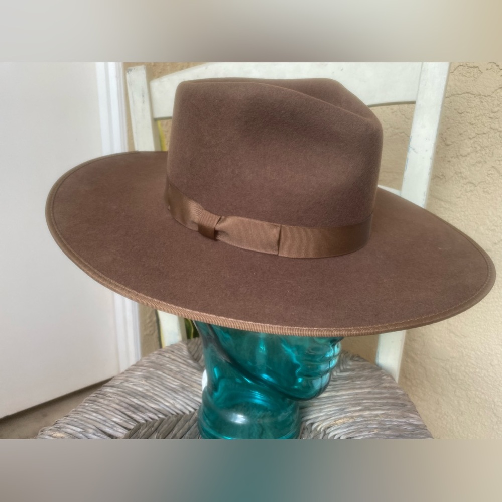 Lack Of Color Wide Brim Fedora in Brown with Satin Band